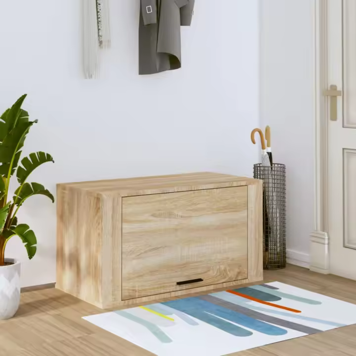 vidaXL Mueble zapatero pared contrachapada roble Sonoma 70x35x38 cm - 1