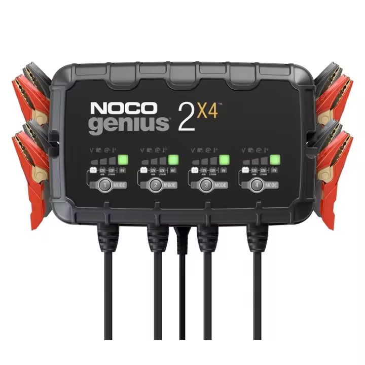 NOCO GENIUS2X4: Cargador 4-Banco 8A (2A/Banco), 6V y 12V, Mantenedor y Desulfatador para Baterías de Plomo-Ácido y Litio - 1