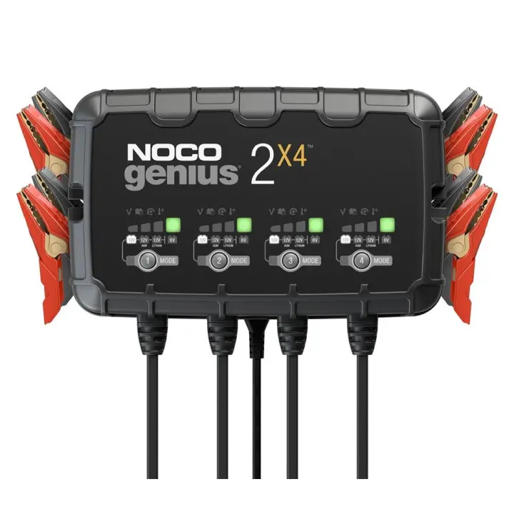 NOCO GENIUS2X4: Cargador 4-Banco 8A (2A/Banco), 6V y 12V, Mantenedor y Desulfatador para Baterías de Plomo-Ácido y Litio - 1