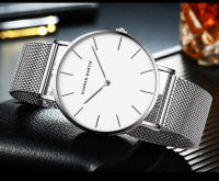 Reloj De Negocios Para Hombre Hannah Martin Movimiento Japonés De Cuarzo Acero Inoxidable Ultrafino Estilo Casual Plata Negra - details 10