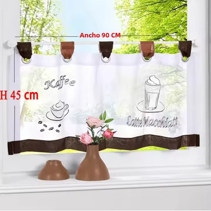 Cortina Valance Transparente 45x90CM Para Ventanas Pequeñas Cocina Cortina De Café Cortina De Polvo Decorativa Para Hogar 1 Panel De Poliéster - 1