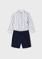 Conjunto Niño Mayoral Camisa a Rayas Bermuda Azul Marino. Camisa + Short - Look fresco y casual con Conjunto Niño Mayoral a Rayas Azul Marino y Blanco + Bermuda. - details 0