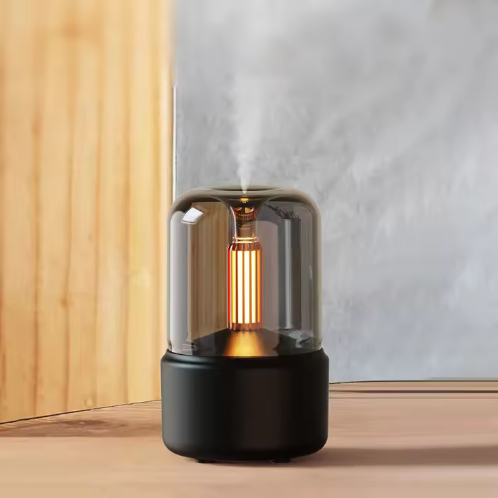 Luz de Velas, humidificador de Aire Silencioso USB portátil de esritorio personal para dormitorio, oficina (Negro) - 1