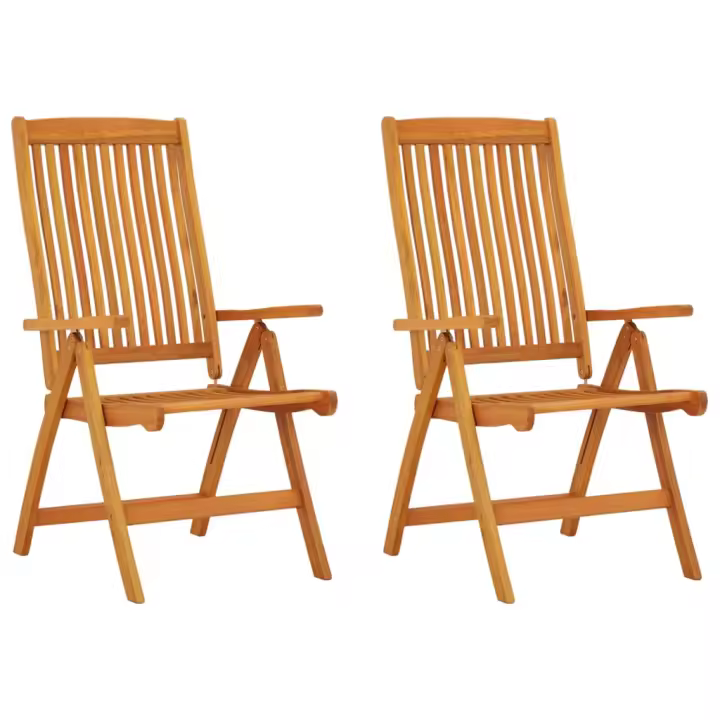 vidaXL Sillas de jardín plegables madera maciza de eucalipto - 1