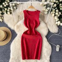 YuooMuoo Mini Vestido De Encaje Con Perlas Para Mujer Verano Sin Mangas Slim Fit Estilo Callejero Vestido De Hombros Vestido De Cintura Imperio - details 4
