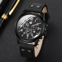 Reloj De Hombre Moda Cuarzo Correa De Cuero Militar Calendario Reloj De Pulsera Casual Marcadores Numerales Arábigos Acero Inoxidable - details 2