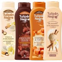 Pack de 4 geles de ducha tulipán negro: vainilla, chocolate, caramelo y canela. increíble aroma, hidratación para la piel, ideal para regalo. producto fabricado por briseis en españa pack de 4 geles de ducha tulipán negro - details 0