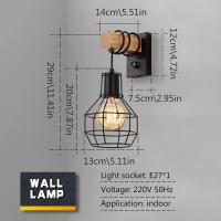 Lámpara de pared industrial regulable para interiores, lámpara de pared con interruptor E27, lámpara de pared vintage Negra (bombilla NO incluida) - details 3