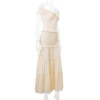 Conjunto Elegante De Dos Piezas Candyhot Para Mujer Con Cuello Abierto Y Nudo Twist Camiseta Elástica Y Falda De Encaje Sexy Y Club Para Todas Las Estaciones - details 12