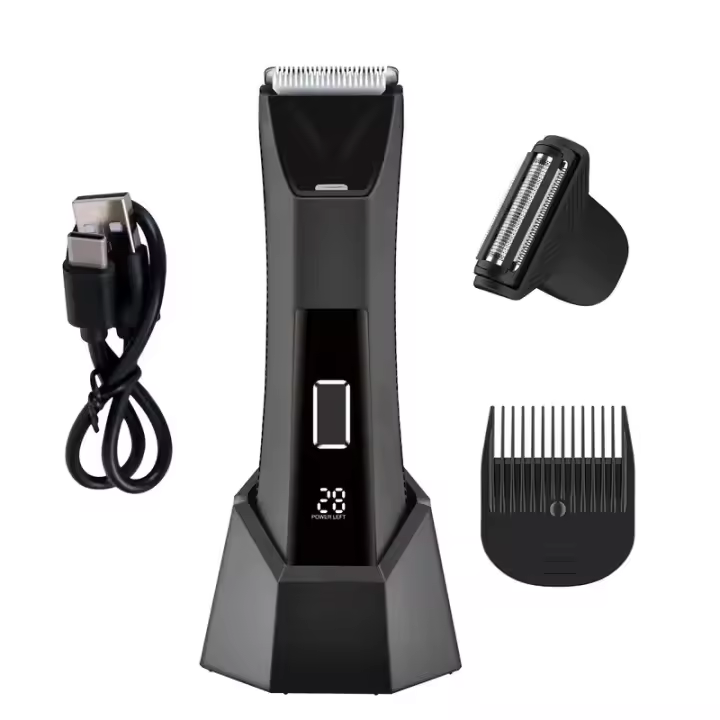 Afeitadora De Cuerpo Y Atrás Para Hombres, Recargable, Doble Cabeza Cerámica Y Placa De Acero Inoxidable, Seco Y Húmedo Para Afeitar El Bikini Y Axilas - 1
