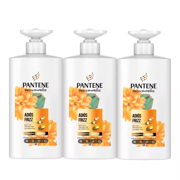 Pantene | Pack de Pantene Frizz Control Champú con Biotina Con Complejo de Keratina 3x500ML - 1