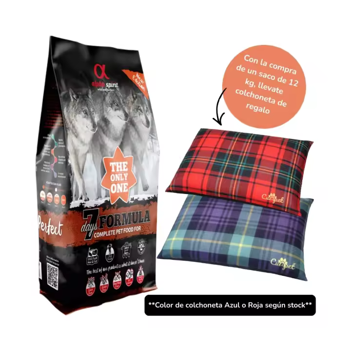 ALPHA SPIRIT 7 Days - Alimento Completo en Pienso Seco para Perros Adultos de Todas las Razas (Regalo Colchoneta en Saco de 12 kg) **COLOR COLCHONETA SEGUN STOCK** - 1