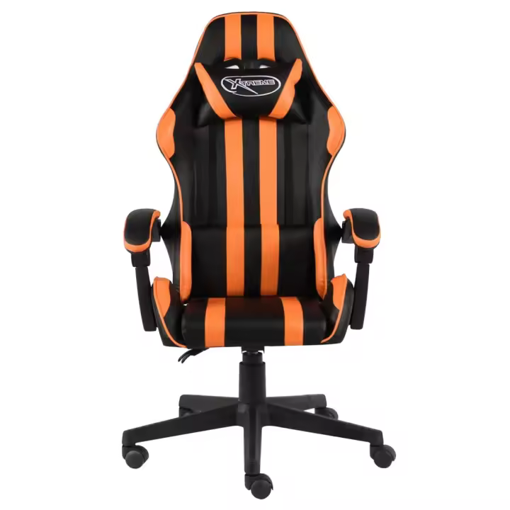 Silla Gaming de cuero sintético Negro y Naranja - 1