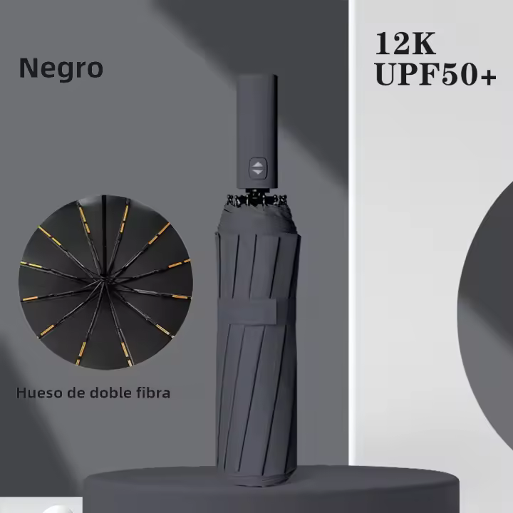 Paraguas Automático Completo 24 Vástago En Varios Colores Protección Contra El Agua Y El Sol Para Adultos Tamaño 55-61cm - 1