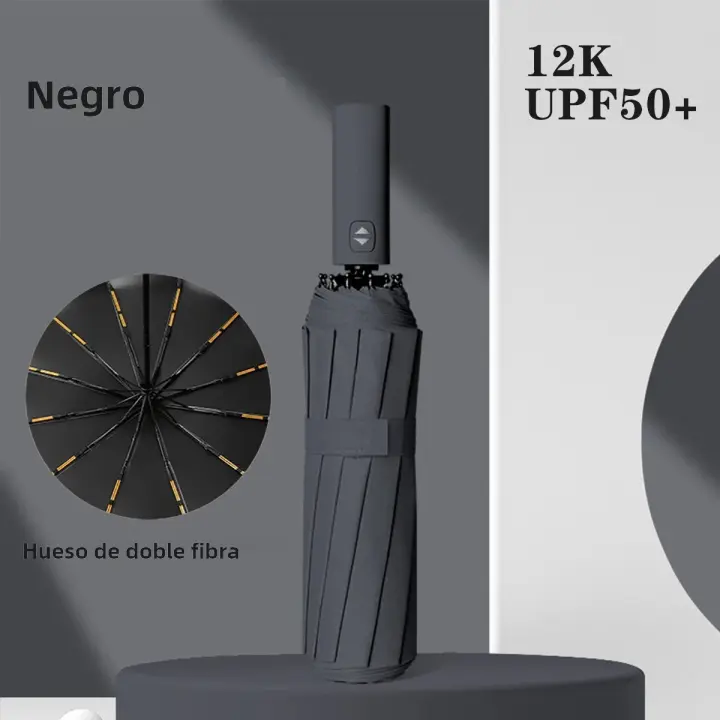 Paraguas Automático Completo 24 Vástago En Varios Colores Protección Contra El Agua Y El Sol Para Adultos Tamaño 55-61cm - 1