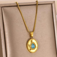 Collar Colgante Forma De Lágrima Dorado Para Mujer Acero Inoxidable Piedra Natural Joyería Moda Regalo Para El Día De La Mujer - details 8