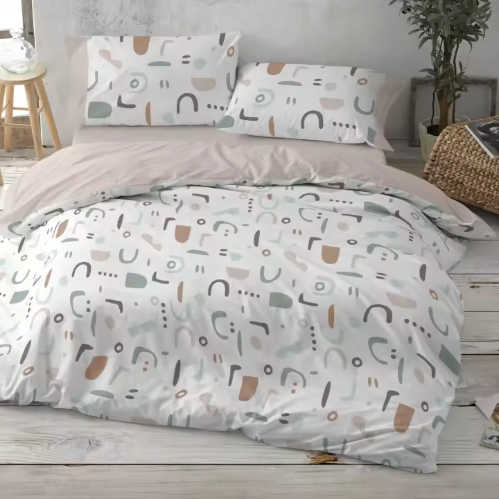 Juego de funda nórdica Diseño 537. BURRITO BLANCO. Incluye funda nórdica, sábana bajera y 1/2 fundas de almohadas. Moderno estampado de estilo nórdico. Disponible en color Arena. 50% Algodón- 50% poliéster. Tamaños 90, 105, 135, 150-160 y 180cm - 1
