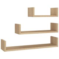 vidaXL Estantes de pared 3 piezas madera contrachapada Blanco, Negro, Gris Mueble Almacenaje Estantería para Oficina, Estudio, Dormitorio Estantería/Librería/ mueble de Almacenamiento - details 6