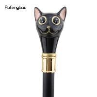 Bastón De Moda Para Caballero Gato Dorado Negro Con Punta De Goma Y Mango De Acero 93cm Herramienta Auxiliar Para Caminar - details 4