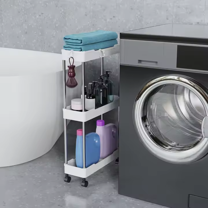 Estante De Baño Con Ruedas Almacenamiento En El Toilete 3/4 Capas Carrito De Utilidad Móvil Plataforma De Almacenamiento Multifuncional - 1