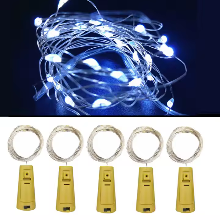 Cinta De Luces LED Para Botellas De Vino 5 Piezas Decoración Navideña De Guirnalda De Hadas Con Cable De Cobre Para Fiestas Y Hogar - 1