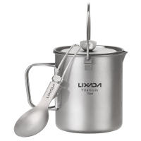 Lixada Taza De Café De Titanio 750ml Con Press Francés Y Cuchara Plegable Para Camping Y Cocina Al Aire Libre - details 13