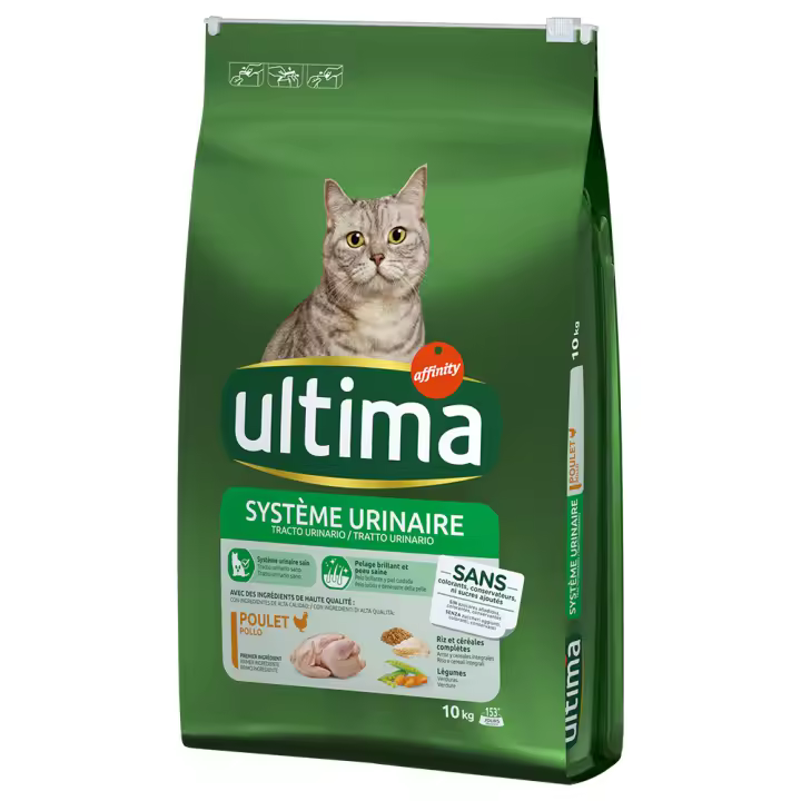 Ultima Tracto Urinario, Comida Seca para Gatos Adultos con Pollo, Verduras, Arroz y Cereales Integrales, Pelo brillante ,Piel Cuidada y Fácil Digestión. 4 Paquetes de 3kg (12kg en total). - 1