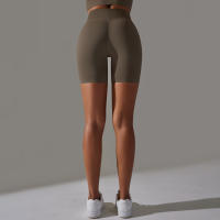 Shorts De Yoga De Cintura Alta Con Control De Abdomen Leggings De Fitness Con Rayas Resistentes Al Agachamiento Shorts De Entrenamiento Sin Costuras - details 23