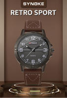 Reloj De Cuarzo Para Hombre Estilo Deportivo Y Retro Con Correa De Cuero Adecuado Para Estudiantes Y Negocios Sin Movimiento Métrico Nueva Moda SYNOKE - details 0