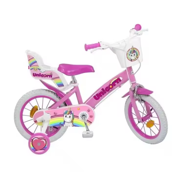Bicicleta 12 pulgadas Unicornio rosa con porta muñecas 16029 TOIMSA - 1