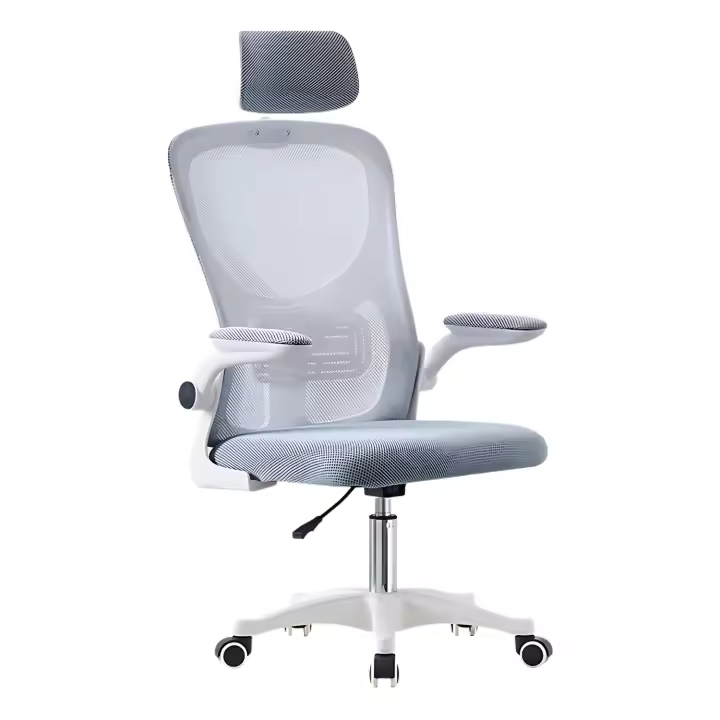 LUTODY - Silla de escritorio oficina con reposacabeza ajustable, Gaming, Respaldo red de malla transpirable, Soporte lumbar, Ergonómica con forro de nailon, Reposabrazo abatible, Rueda giratoria 360º, Pata PP, Escritorio, Para despacho centro trabajo - 1