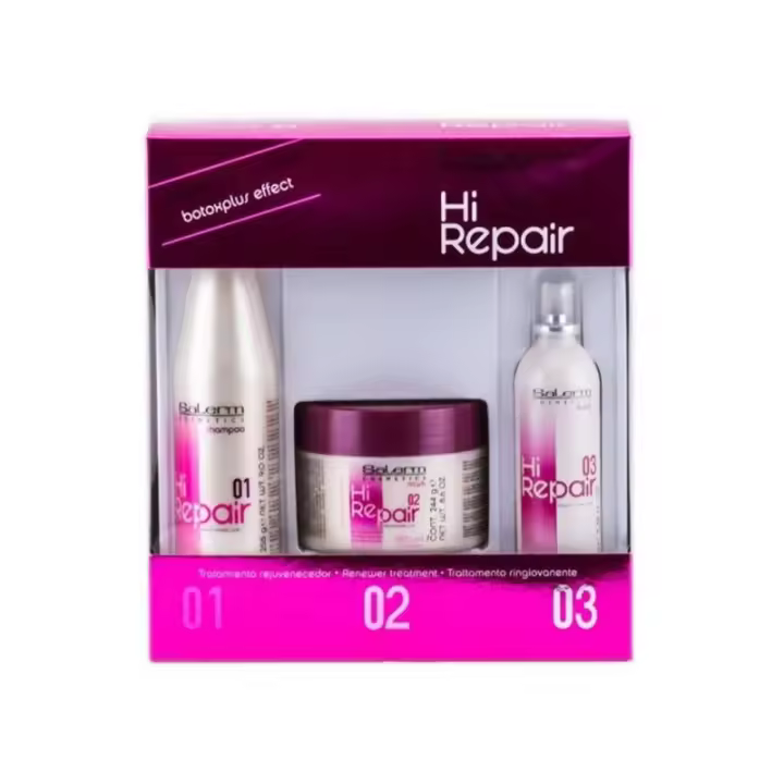 Salerm Hi-Repair Pack 3 Unid. Shampoo - Mascarilla - Sérum de Salerm Cosmetics - Cuidado Capilar - Set de Regalo - 1