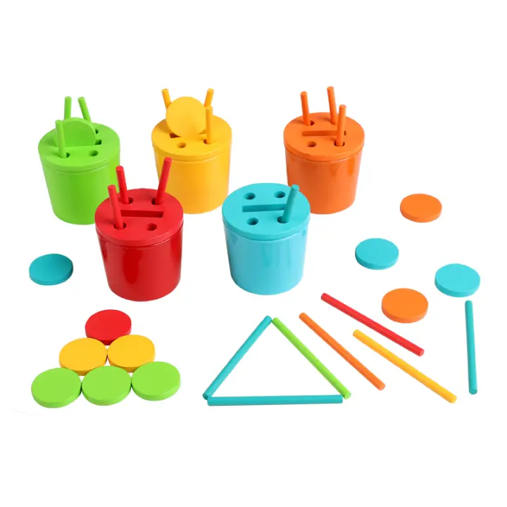 Juguete Montessori De Madera Juego De Colores Y Alineación Con Bolas Arcoíris En Copas Educación Temprana Para Niños De Preescolar Edad 3+ - 1