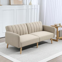 HOMCOM Sofá Cama de 2 Plazas Moderno 173x75x73 cm Sofá Cama Plegable Tapizado en Lino Sintético con Respaldo Ajustable en 3 Niveles y Reposabrazos Desmontables para Salón Oficina Beige - details 1