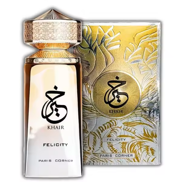 Perfume Árabe 100% Original Paris Corner Khair Felicity EDP 100ml | Fragancia Exclusiva y Sofisticada con Notas Florales, Amaderadas y Cálidas para Hombres y Mujeres que Buscan Distinción, Elegancia y un Aroma Duradero de Alta Gama - 1