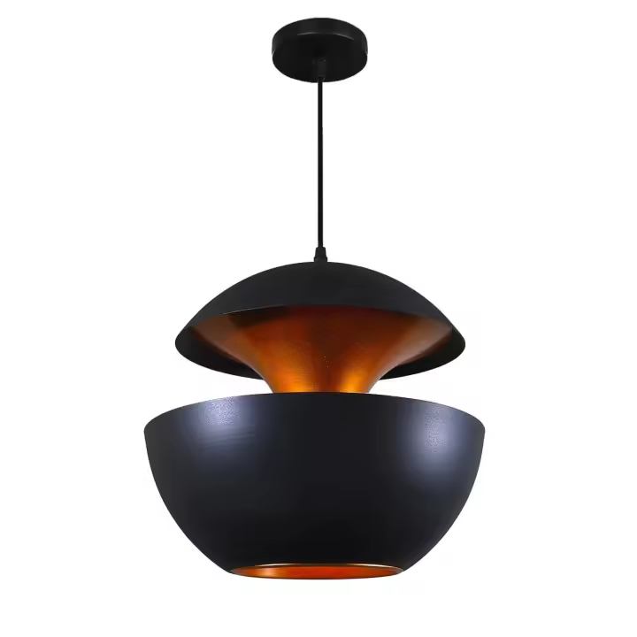 Lámpara Colgante BEL AIR HOME MUNICH Estilo Vintage - Ajustable, Ligera, Ideal para Salones y Bares - Negro y Oro,  Metal - 1