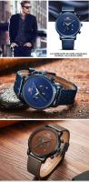 Reloj De Hombre MINI FOCUS Simple Gran Dial Multi-Función Movimiento Calendario Impermeable Correa De Cuero Negro Gris Café - details 17