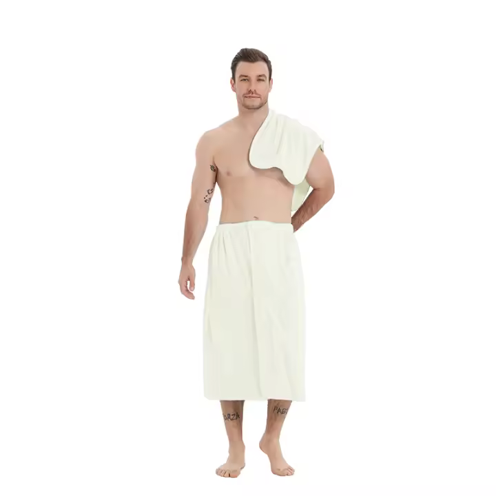 Conjunto De 2 Toallas De Baño Para Hombres De Seda Coral Absorbente Uso Doméstico Pueden Ser Usadas O Envolvidas Para Playa Y Camping - 1