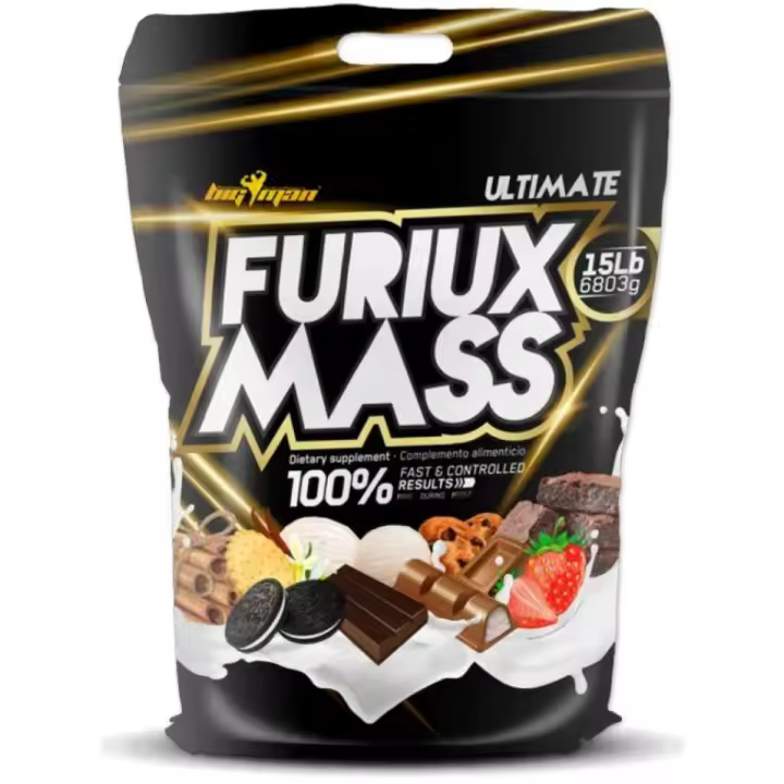 Bigman Furiux Mass 6,8 Kg - Ganador de Masa Muscular con Proteína de Suero de Leche y Hidratos de Carbono Avanzados - 1
