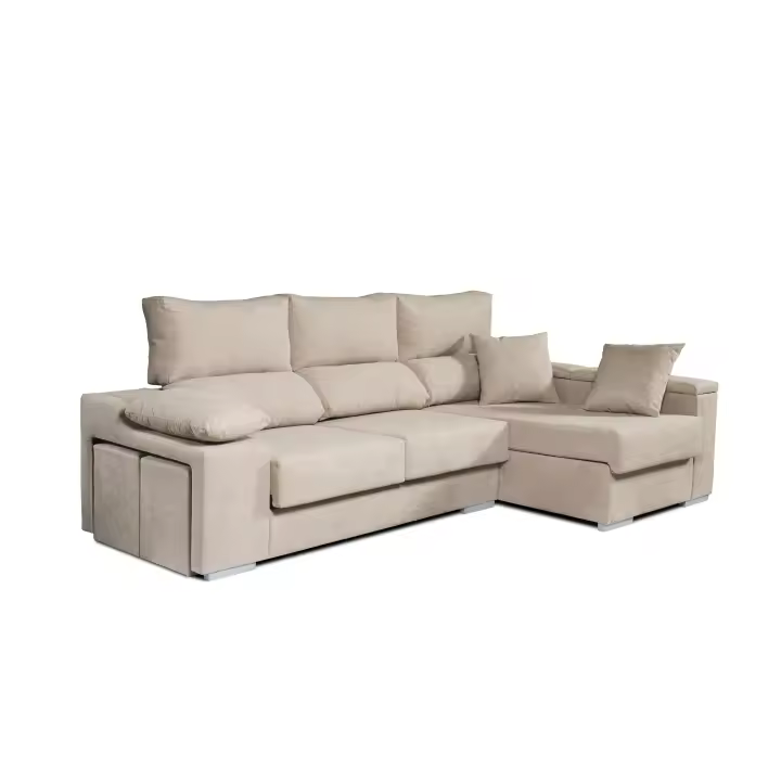 Sofá Chaiselongue Rubí de Tela Antimanchas Derecha Color Beige 3 plazas 265x145x102 cm. Matris - 1
