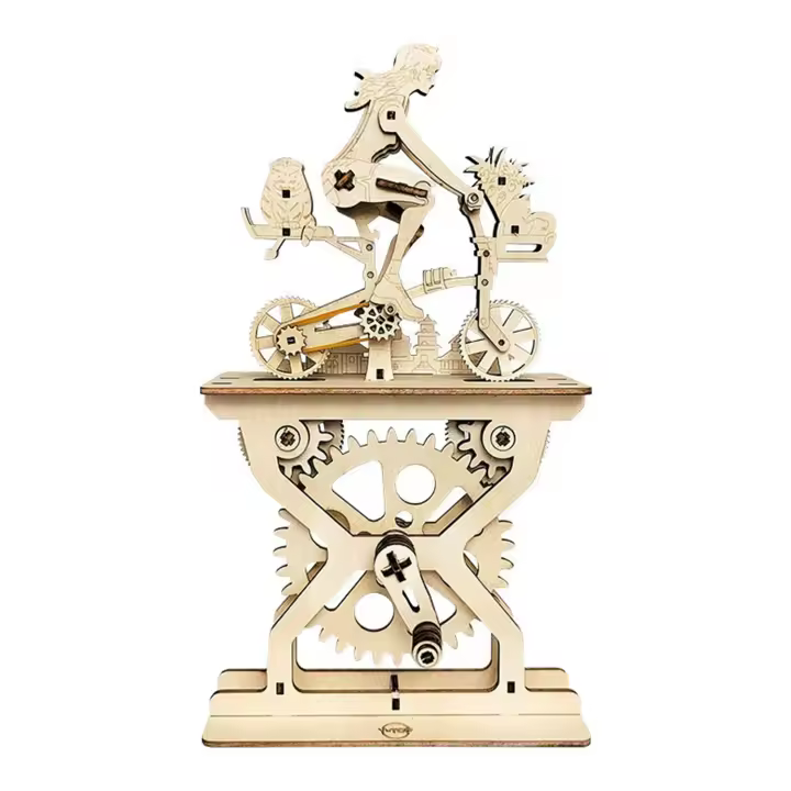 DAM. Maqueta de Madera 3D, con movimiento mecánico diseño de Amantes de la bicicleta - Chicas. 107 piezas. 16x6x28cm. - 1