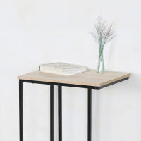 Max Home - Mesa auxiliar en forma de C, de madera y acero, 40x30x66 cm, soporta hasta 6 kg, forma rectangular, sistema de nivelación en las patas, estable y resistente, mesita de sofá, mesas auxiliares pequeñas, decoración, estilo industrial - details 6