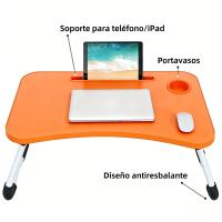 DECODEKO 50X30cm Bandeja para Cama y Sofá Reclinable,Mesa plegable portátil multifuncional de una pieza para cama con ranuras para vasos y tabletas, pies antideslizantes; adecuada para dormitorios, habitaciones de estudiantes y sofás de oficina - details 1
