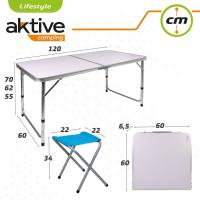 STARLEY-Mesa Plegable Regulable En Altura Con 4 Taburetes Aktive, 120 x 60 x 55/62/70 cm, - details 2
