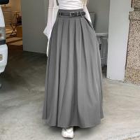 ZANZEA Jupe De Cintura Alta Para Mujer Estilo Coreano Plisado Swing Vintage Moda Primavera Escritorio Falda Larga Suave Sólida A-Line - details 1