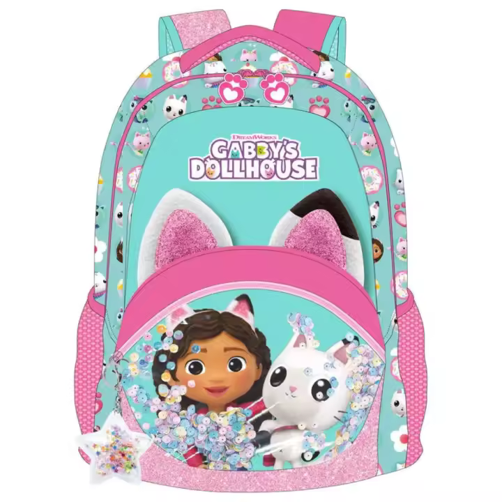 Gabby's Dollhouse - Mochila infantil escuela 42x32cm para niños con diseño encantador y colorido ideal para aventuras diarias - 1