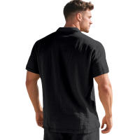 Camisa POLO de manga corta con solapa y botones, informal, de lino, transpirable, estilo británico, de verano para hombre - details 28