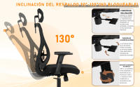Silla Oficina Ergonómica, Silla de Escritorio con Reposacabezas Ajustable, Reposabrazos, Soporte Lumbar, Altura Regulable y Oscilación de 90°-120°, Silla Giratoria Capacidad de Peso 150kg - details 0