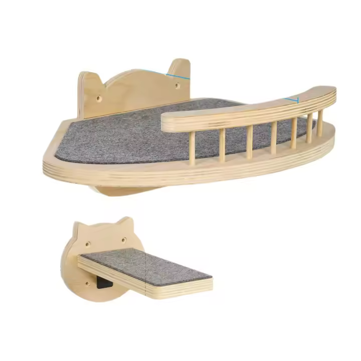 Hamaca de Pared para Gato with 3 Escalones, Mueble de Pared para Gato with Cubierta de Peluche, Rascador para Gato para Jugar, Escalar y Dormir - 1