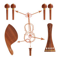 Juego De Accesorios Para Violín 7 Piezas Set Inlaid De Rosas Madera De Cerezo Con Reposabrazos Ajuste De Tono Y Pie De Vino Para Violines 3/4 Y 4/4 - details 1